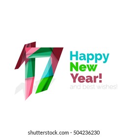 2017 Christmas and New Year Geometric Banner with white space for text. Greeting card element