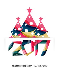 2017 Christmas and New Year Geometric Banner with white space for text. Greeting card element