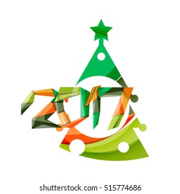 2017 Christmas and New Year Geometric Banner with white space for text. Greeting card element