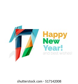 2017 Christmas and New Year Geometric Banner with white space for text. Greeting card element