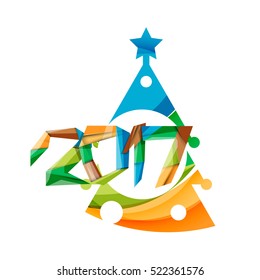 2017 Christmas and New Year Geometric Banner with white space for text. Greeting card element