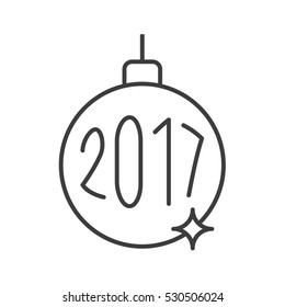 2017 Christmas tree ball linear icon. Thin line illustration. Xmas tree bauble contour symbol. Vector isolated outline drawing