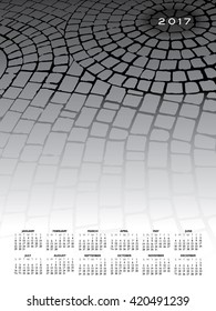 A 2017 cobblestone calendar for print or web use