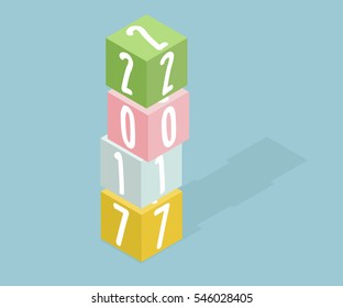 2017 Colorful Box Stack Isometric, Happy New Year Concept Background Vector Illustration - Powered by Shutterstock - Get 15% off with code: PIKWIZARD15