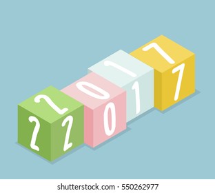 2017 Colorful Box Stack Isometric, Happy New Year Concept Background Vector Illustration - Powered by Shutterstock - Get 15% off with code: PIKWIZARD15