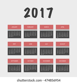 2017 Colorful Full Year Calendar Design 