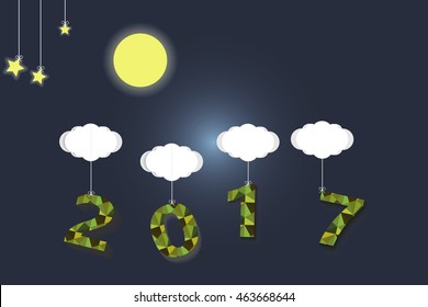 2017 colorful greeting card. Polygonal style.