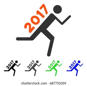 2017 Courier flat vector icon. Colored 2017 courier gray, black, blue, green icon variants. Flat icon style for graphic design.