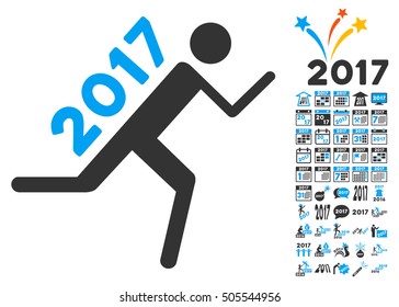 2017 Courier pictograph with bonus 2017 new year images. Vector illustration style is flat iconic symbols,modern colors.