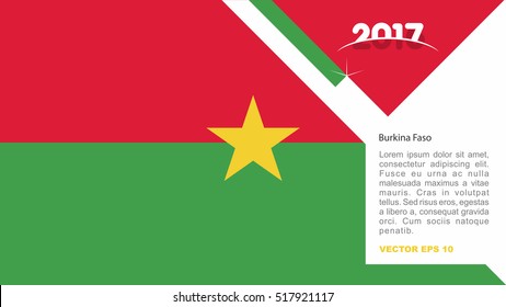 2017 creative card background with Burkina Faso country flag