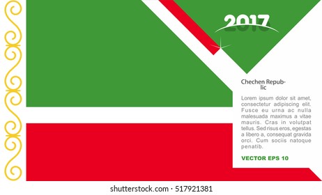 2017 creative card background with Chechen Republic country flag