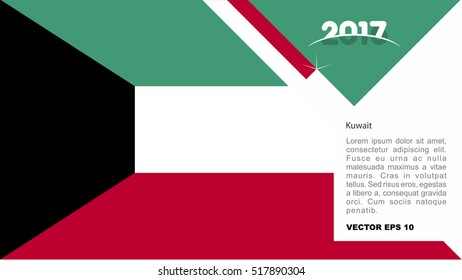 2017 creative card background with Kuwait country flag