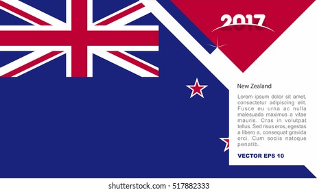 2017 creative card background with New Zealand country flag
