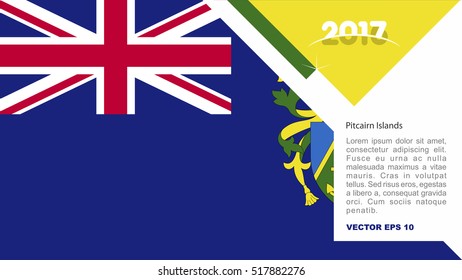 2017 creative card background with Pitcairn Island country flag
