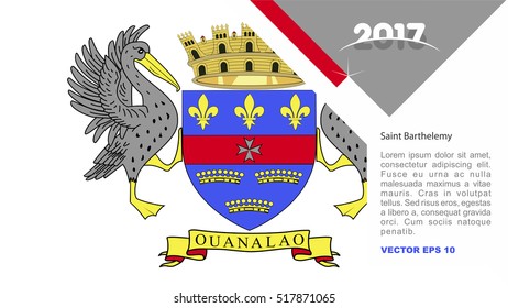 2017 creative card background with Saint Barthelemy country flag