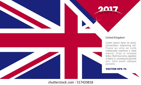 2017 creative card background with United Kingdom country flag