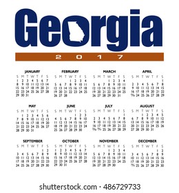 A 2017 creative Georgia calendar with the state outline 
