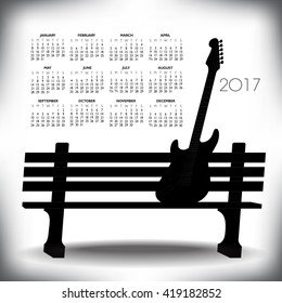 2017 Creative guitar calendar for print or web
