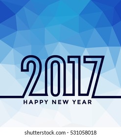 2017 - Creative Line Design on Geometric Blue Background - Happy New Year