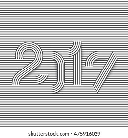 2017 creative line typography. Christmas and New Year background design. Cool visual effect. Eps10 vector illustration.