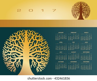 2017 Creative round tree calendar for print or web
