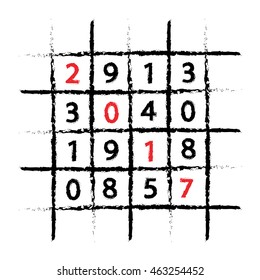 2017 crossword new year Vector graphic bursh design on white backgrund