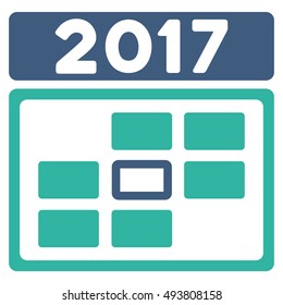 2017 Date vector pictogram. Style is flat graphic symbol, cobalt and cyan colors, white background.