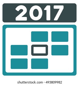 2017 Date vector pictogram. Style is flat graphic symbol, soft blue colors, white background.