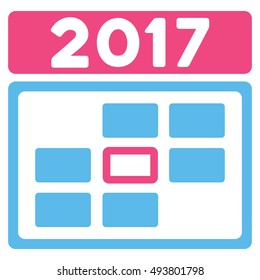 2017 Date vector pictograph. Style is flat graphic symbol, pink and blue colors, white background.