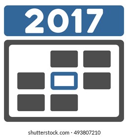 2017 Date vector pictograph. Style is flat graphic symbol, cobalt and gray colors, white background.