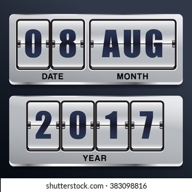 2017 Digital Calendar In Flip Scoreboard Theme : Vector Illustration