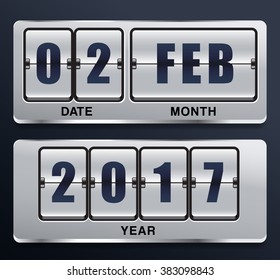 2017 Digital Calendar In Flip Scoreboard Theme : Vector Illustration