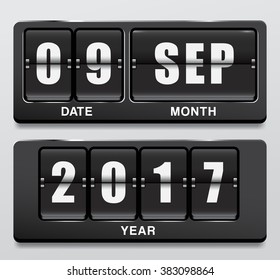 2017 Digital Calendar In Flip Scoreboard Theme : Vector Illustration