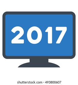 2017 Display vector icon. Style is flat graphic symbol, smooth blue colors, white background.