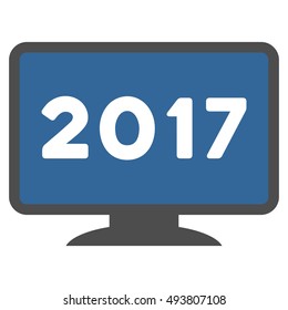 2017 Display vector pictogram. Style is flat graphic symbol, cobalt and gray colors, white background.