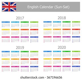 2017 English Mix Calendar Mon-Sun on white background