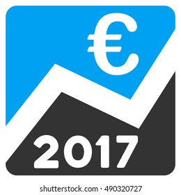 2017 Euro Chart icon. Vector style is flat iconic symbol on a white background.
