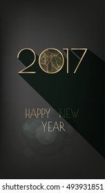 2017 festive card. Gold and dark decorated banner background, has enough copy space for your text.