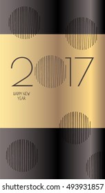 2017 festive card. Gold and dark decorated banner background, has enough copy space for your text.