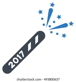 2017 Firecracker vector icon. Style is flat graphic symbol, smooth blue colors, white background.