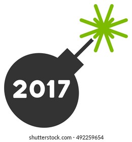 2017 Fireworks Detonator vector pictogram. Style is flat graphic symbol, eco green and gray colors, white background.