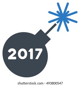 2017 Fireworks Detonator vector pictogram. Style is flat graphic symbol, smooth blue colors, white background.