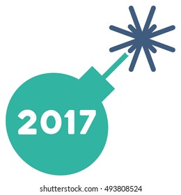 2017 Fireworks Detonator vector pictogram. Style is flat graphic symbol, cobalt and cyan colors, white background.