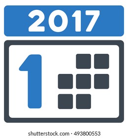 2017 First Day vector pictograph. Style is flat graphic symbol, smooth blue colors, white background.
