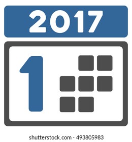 2017 First Day vector pictograph. Style is flat graphic symbol, cobalt and gray colors, white background.