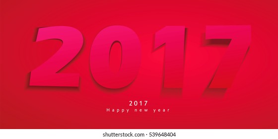 '2017' font design, paper cutting style.