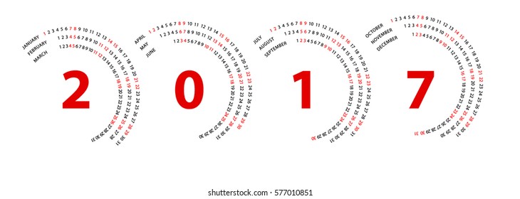 2017 four spiral calendar template vector