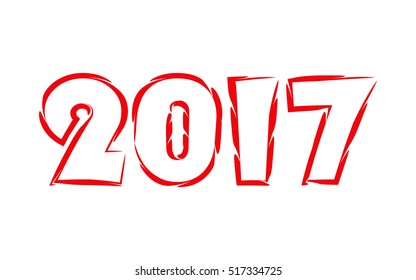 2017 funny number. Happy new year. Merry Christmas. Vector illustration. Holiday sign. 