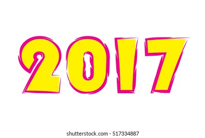 2017 funny number. Happy new year. Merry Christmas. Vector illustration. Holiday sign.  