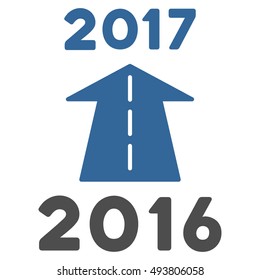 2017 Future Road vector icon. Style is flat graphic symbol, cobalt and gray colors, white background.